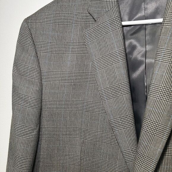 CHAPS Blazer Gray Glen PLAID Men 44L Sport Coat 2 Button Jacket Lined NWOT - Picture 2 of 8